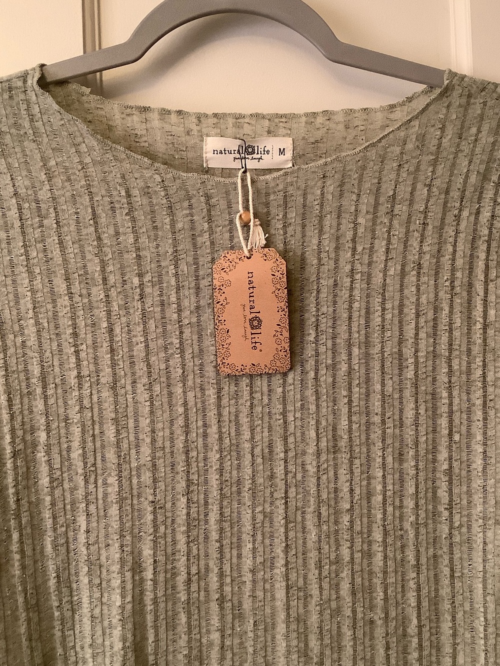 NATURAL LIFE Sage Green Ribbed Long Sleeve Crewneck Top - Picture 3 of 7